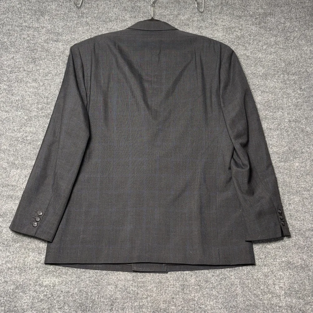 British Tailors Suit Mens 44R 33x34 Gray Check Wool Dormeuil 100 Made In England